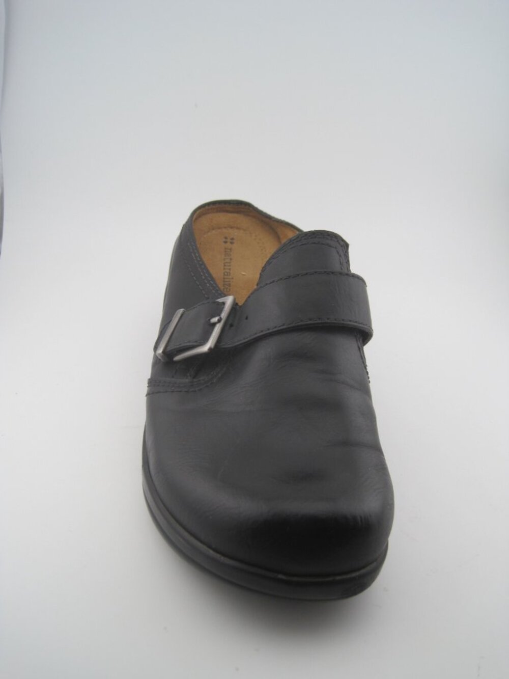 Naturalizer Women's Size 7 Black Leather Slip On Adjustable Strap Linton Clogs - Picture 7 of 10